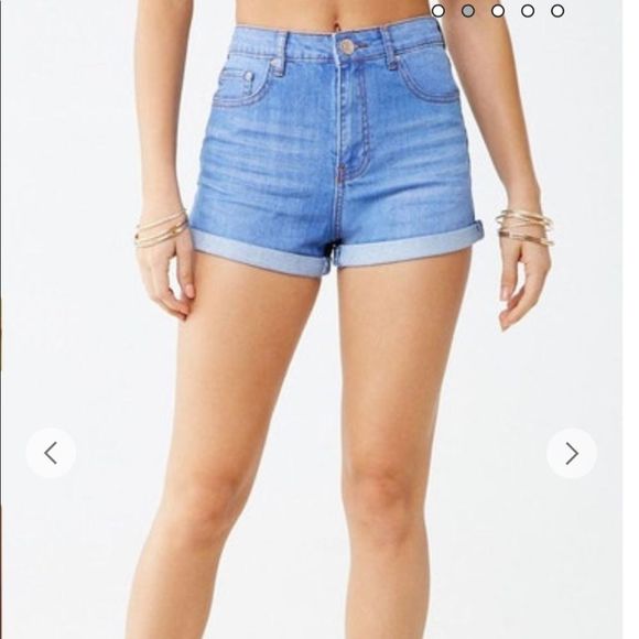 Forever 21 Pants - Cuffed High Waisted Denim Shorts
